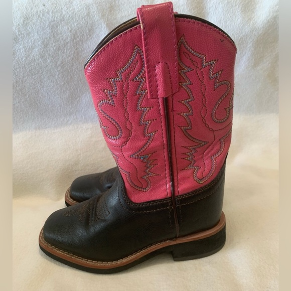 Swift Creek Cowboy Boots Leather Square Toe Toddler Girl Pink Size 9.5 D 1724C - Picture 3 of 13